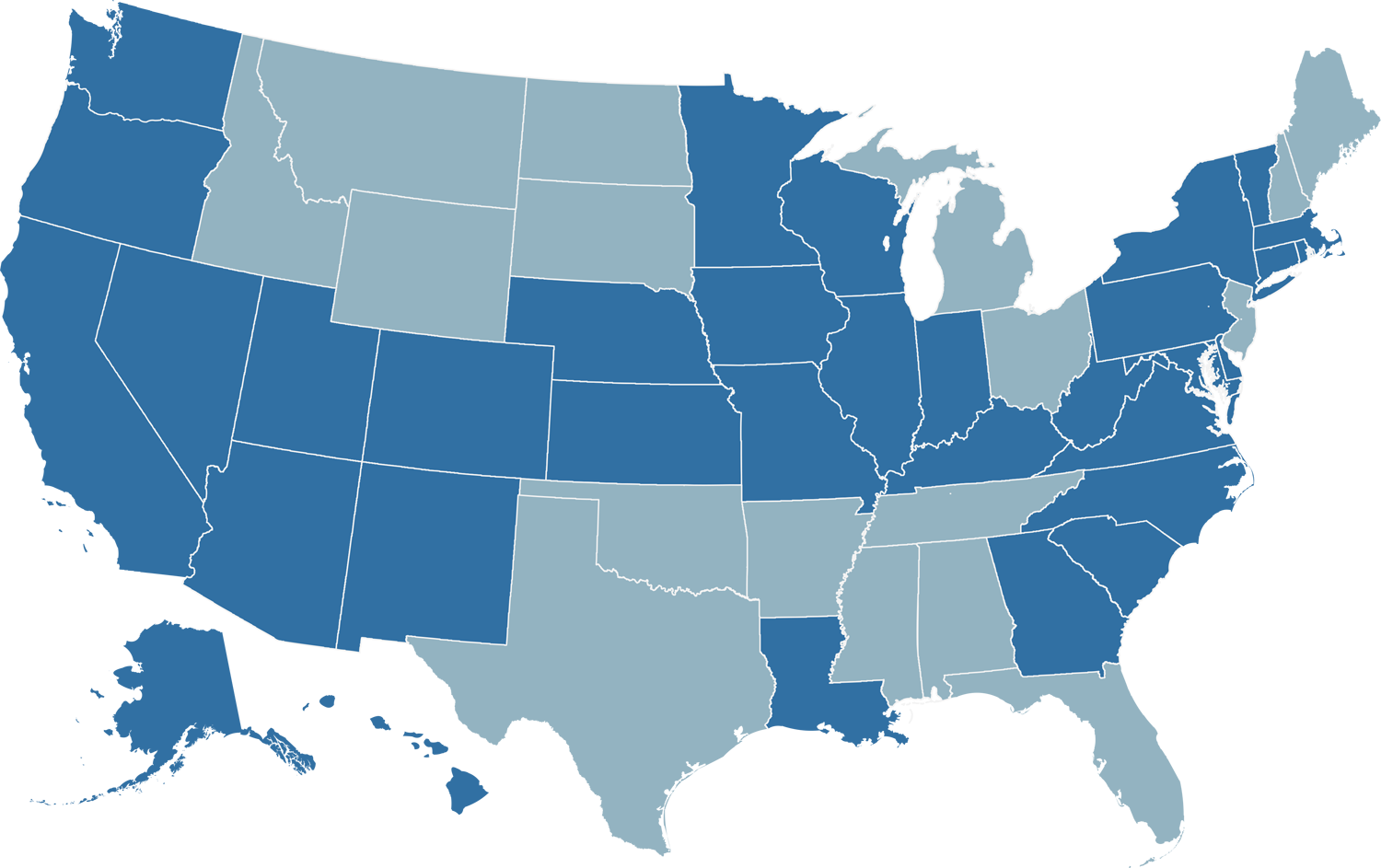 States without online registration